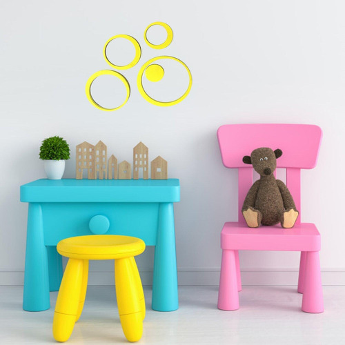 STICKERS DE MADERA PARA MURO CÍRCULOS AMARILLOS - 2