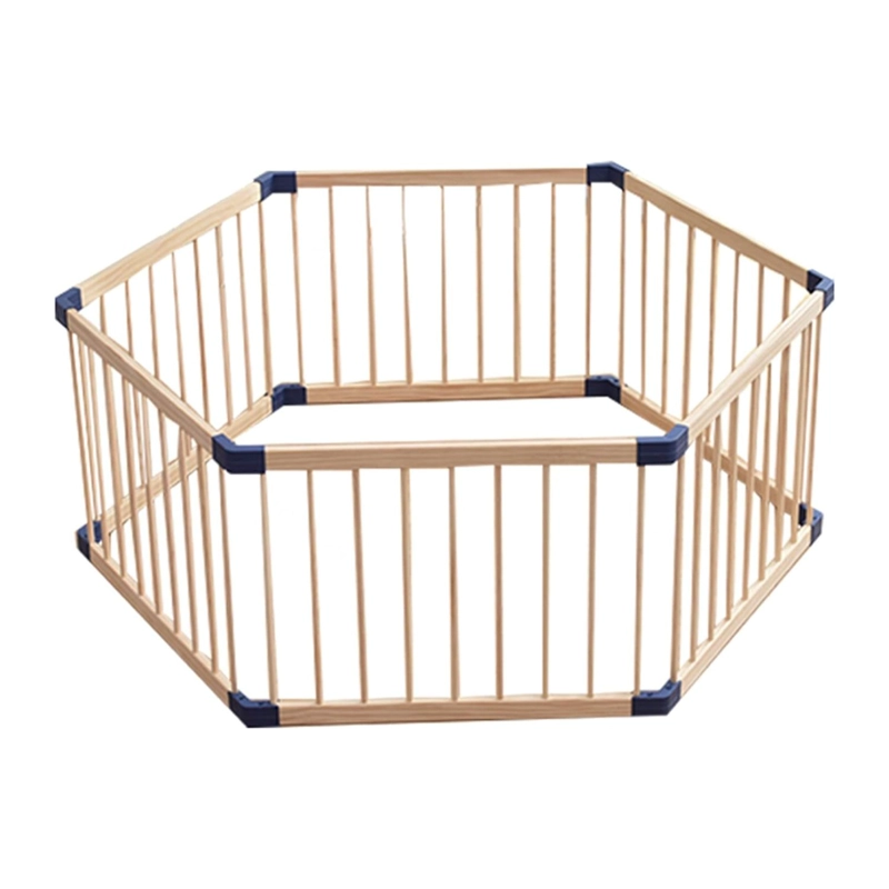CORRAL IMPORTADORA USA MADERA CAFE CLARO PORTÁTIL HEXAGONAL PARA NIÑOS - 1