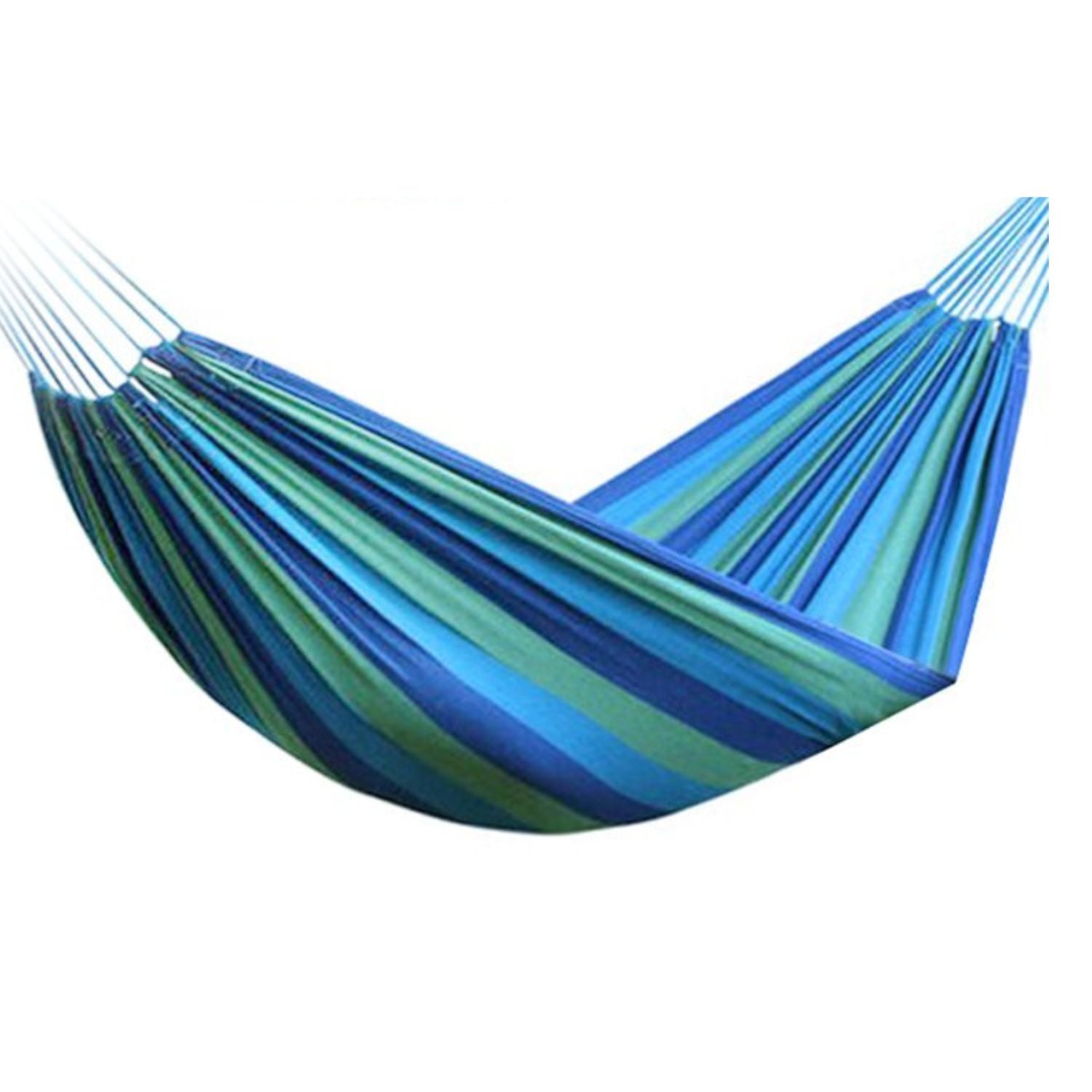 HAMACA IMPORTADORA USA 1 CUERPO MULTICOLOR ALGODÓN AZUL Y VERDE 2 PLAZAS 180X150 CM - 1