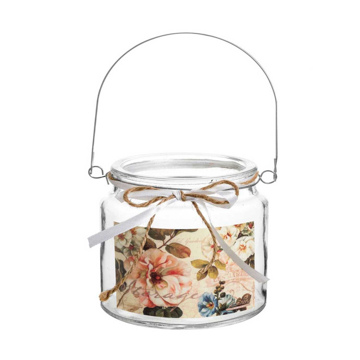 PORTA VELAS DE VIDRIO DISEÑO ROSAS 10 CM - 1