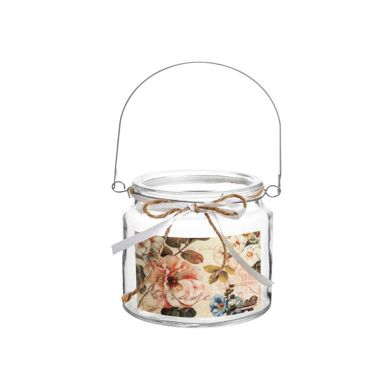 PORTA VELAS DE VIDRIO DISEÑO ROSAS 10 CM - 2