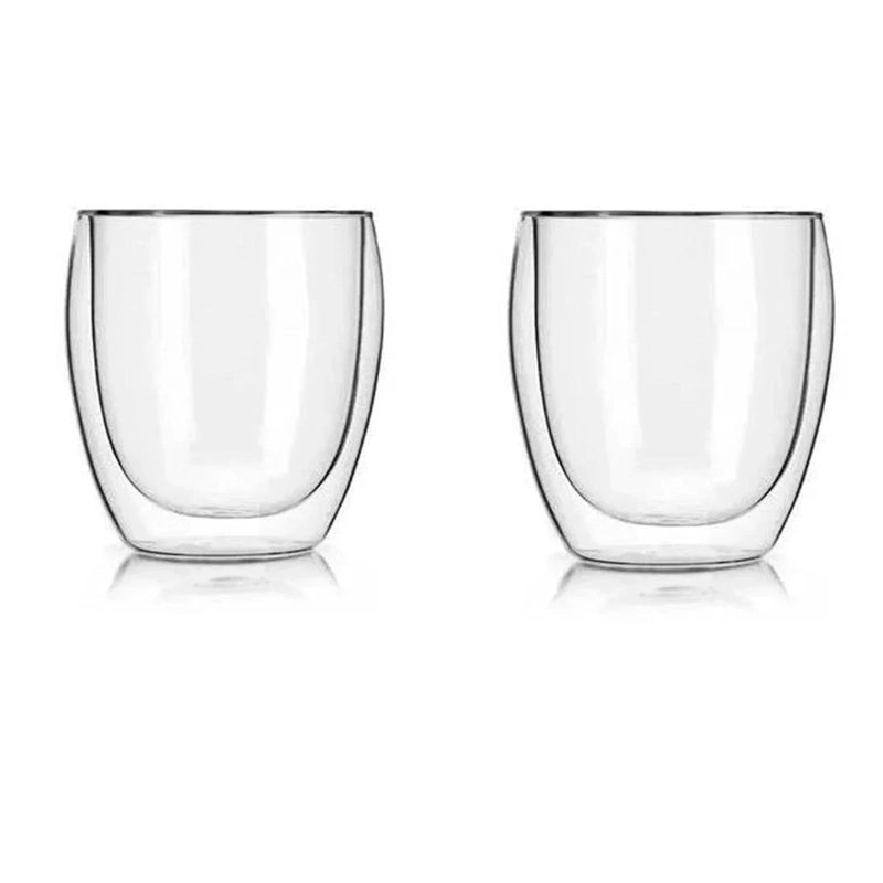 SET 2 VASOS DE CAFE VIDRIO DOBLE PARED 300 ML - 1