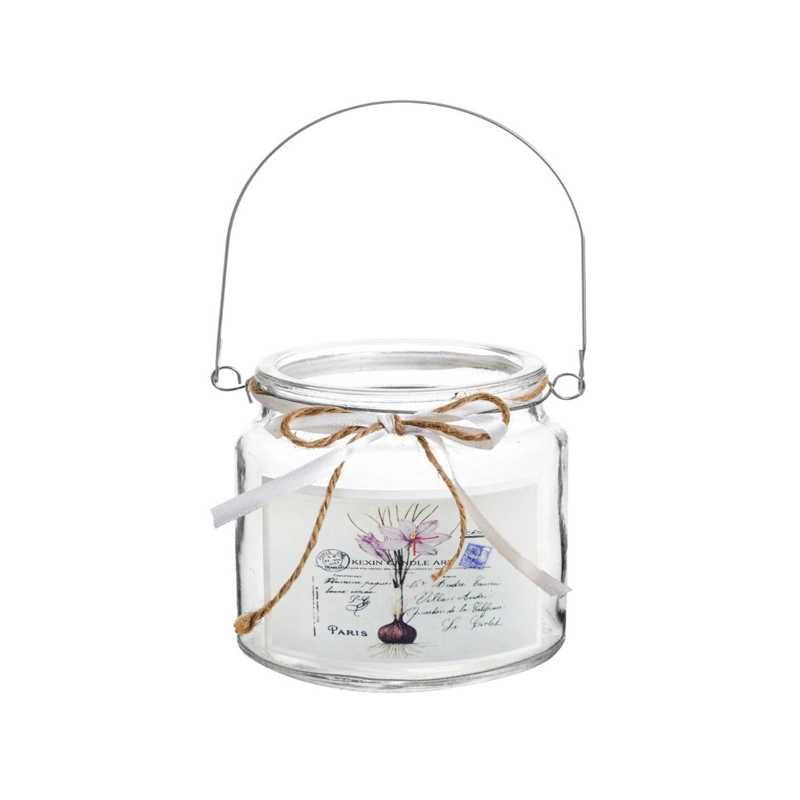 PORTA VELAS DE VIDRIO DISEÑO PRIMAVERA AJO 10 CM - 2