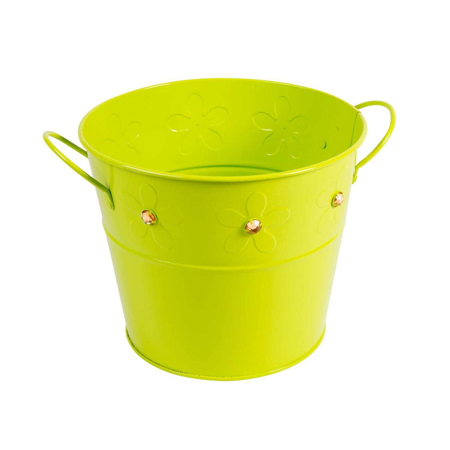 BALDE DE LATON VERDE CON GEMAS - 1