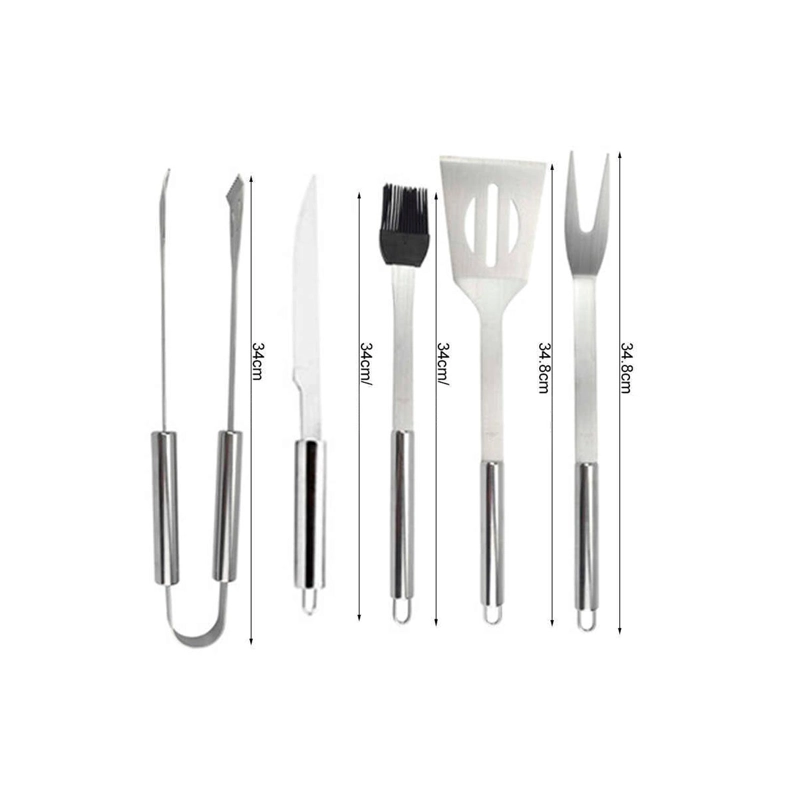 SET 5 ACCESORIOS PARRILLEROS DE ACERO Y MALETIN DE METAL - 2