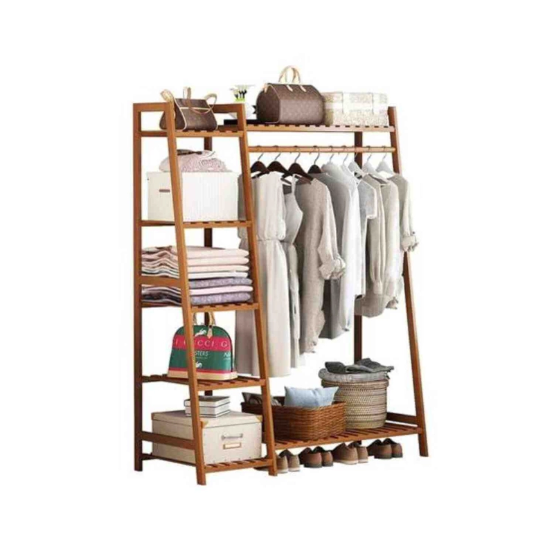 PERCHERO ORGANIZADOR DE MADERA 5 NIVELES 110X40X140 CM - 2