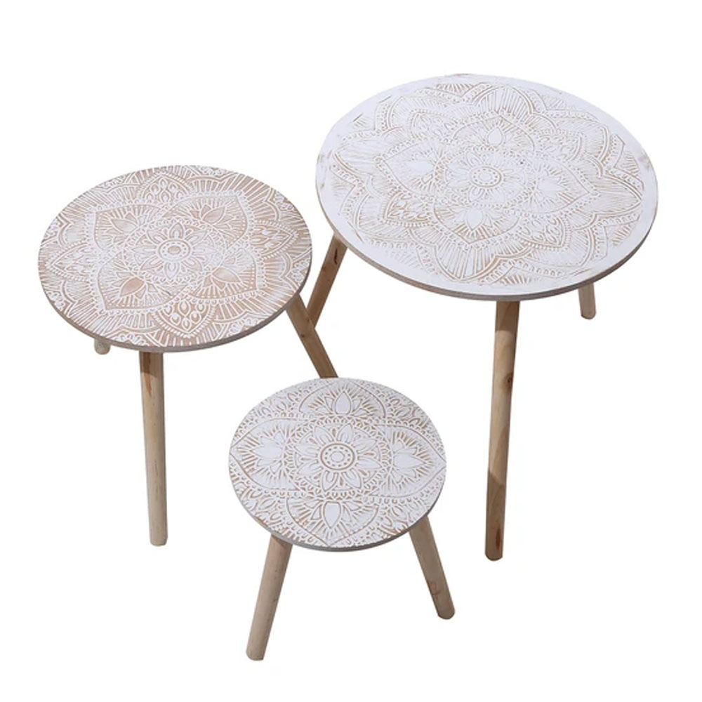 SET MESA CENTRO IMPORTADORA USA 3 NIVELES ARRIMO MADERA - 1