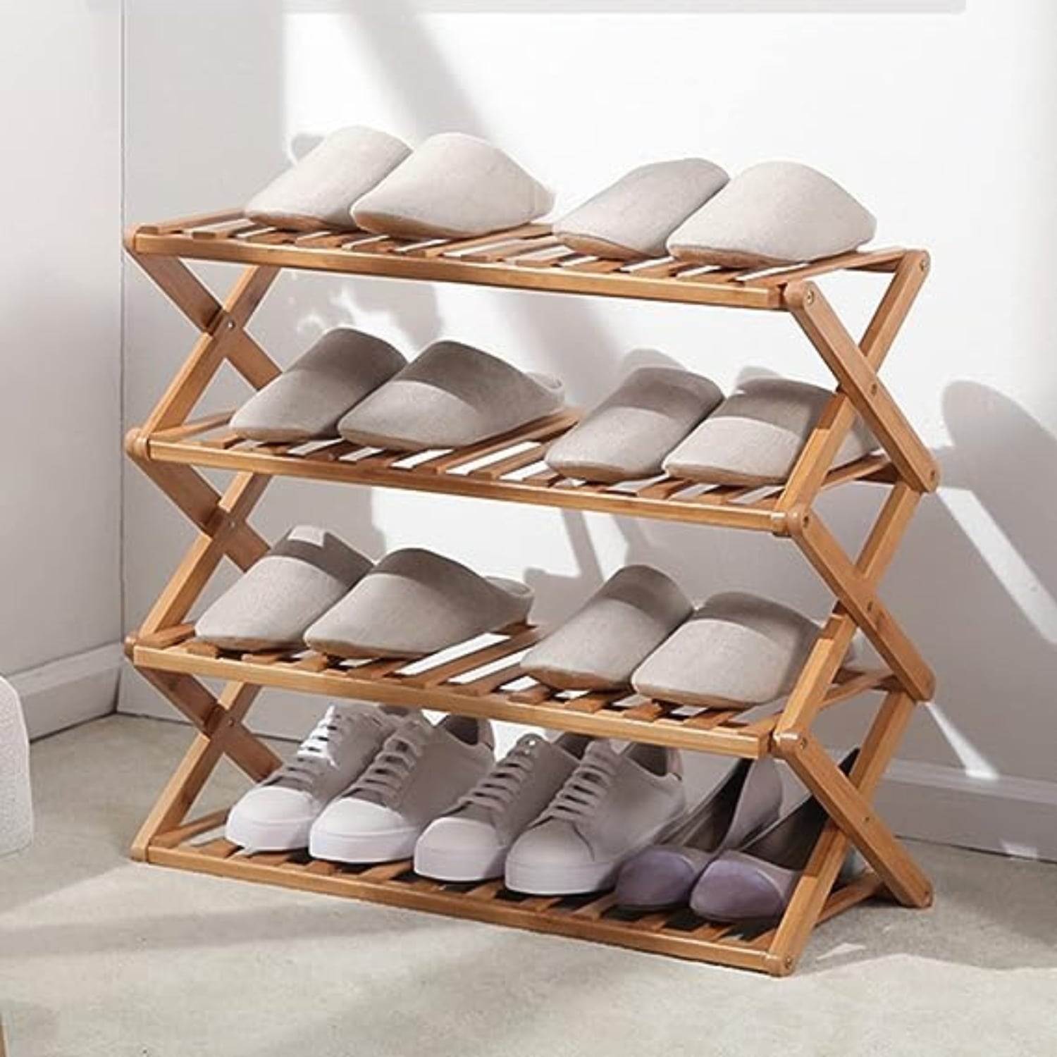 ZAPATERO IMPORTADORA USA PLEGABLE MADERA CON 4 NIVELES 70X25X68 CM - 2
