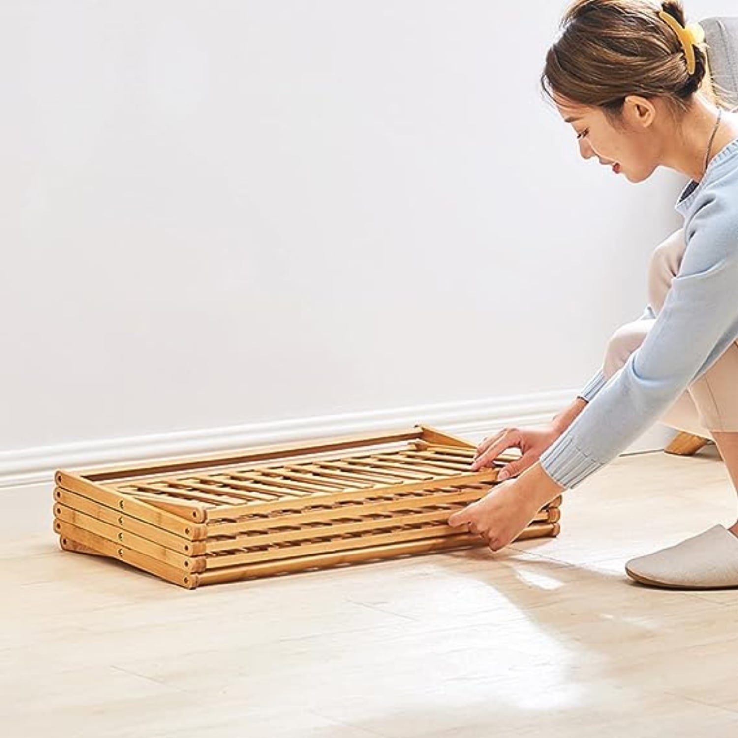 ZAPATERO IMPORTADORA USA PLEGABLE MADERA CON 4 NIVELES 70X25X68 CM - 5
