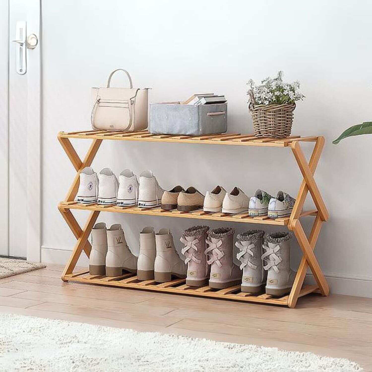 ZAPATERO IMPORTADORA USA PLEGABLE MADERA CON 3 NIVELES 100X25X46 CM - 2
