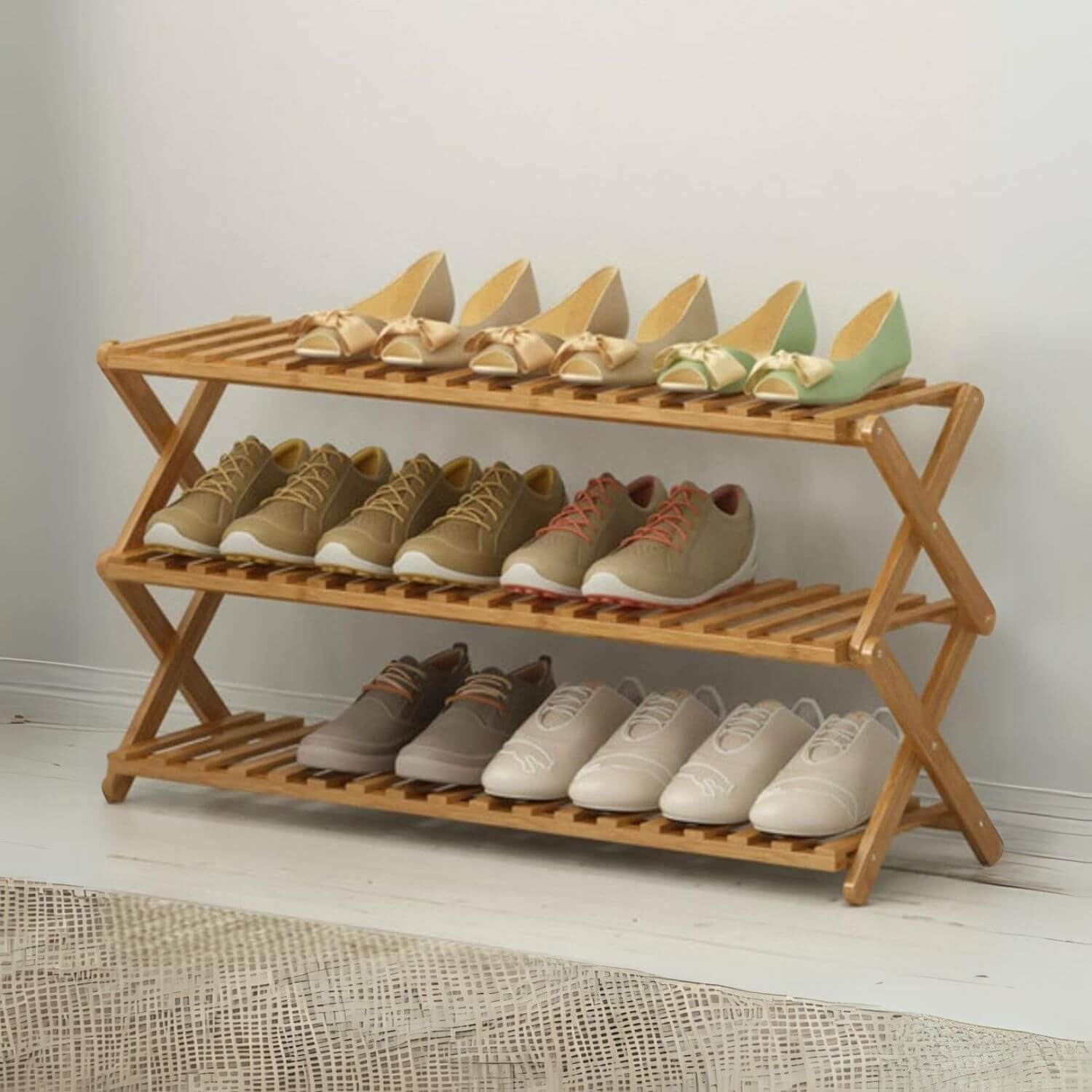 ZAPATERO IMPORTADORA USA PLEGABLE MADERA CON 3 NIVELES 100X25X46 CM - 3