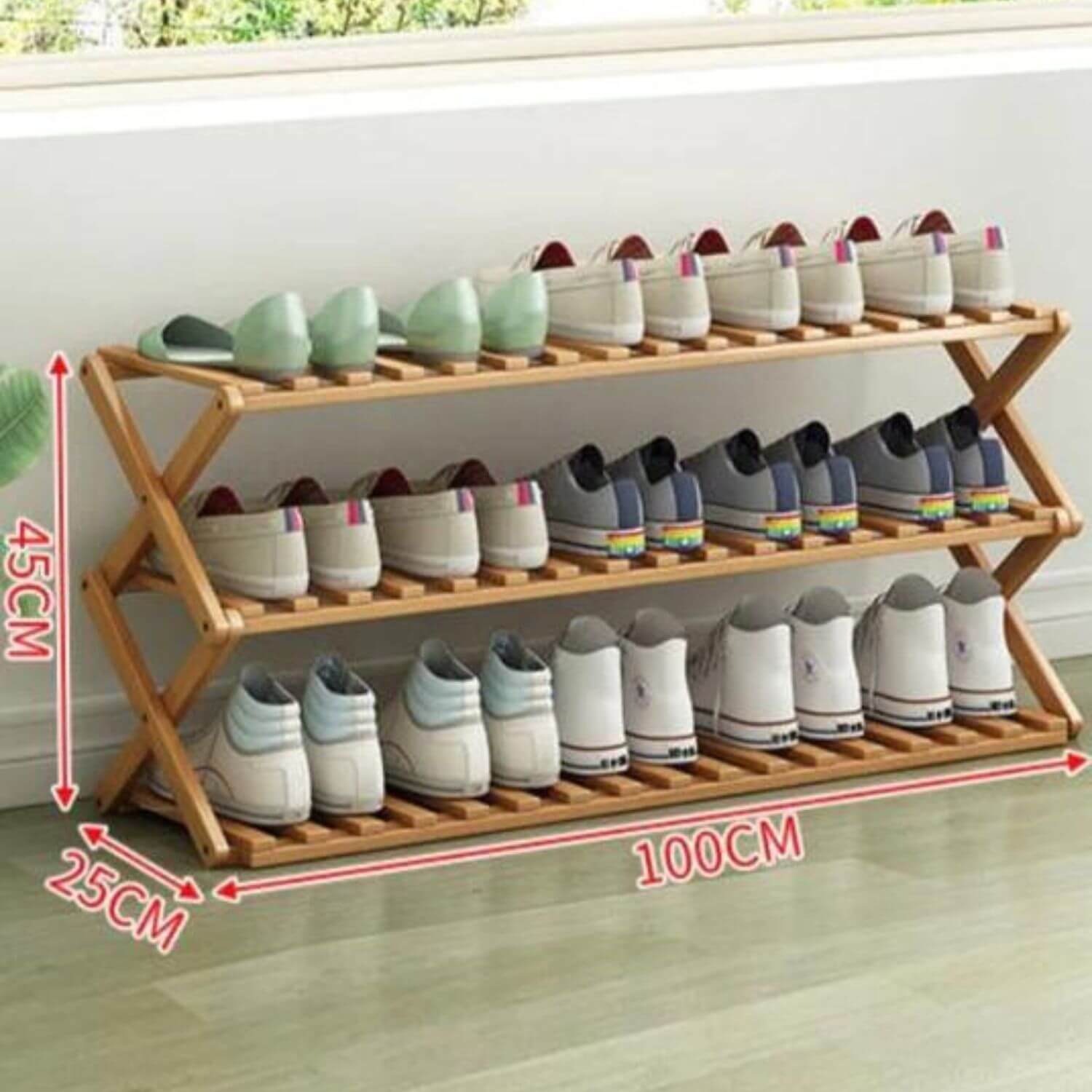 ZAPATERO IMPORTADORA USA PLEGABLE MADERA CON 3 NIVELES 100X25X46 CM - 4