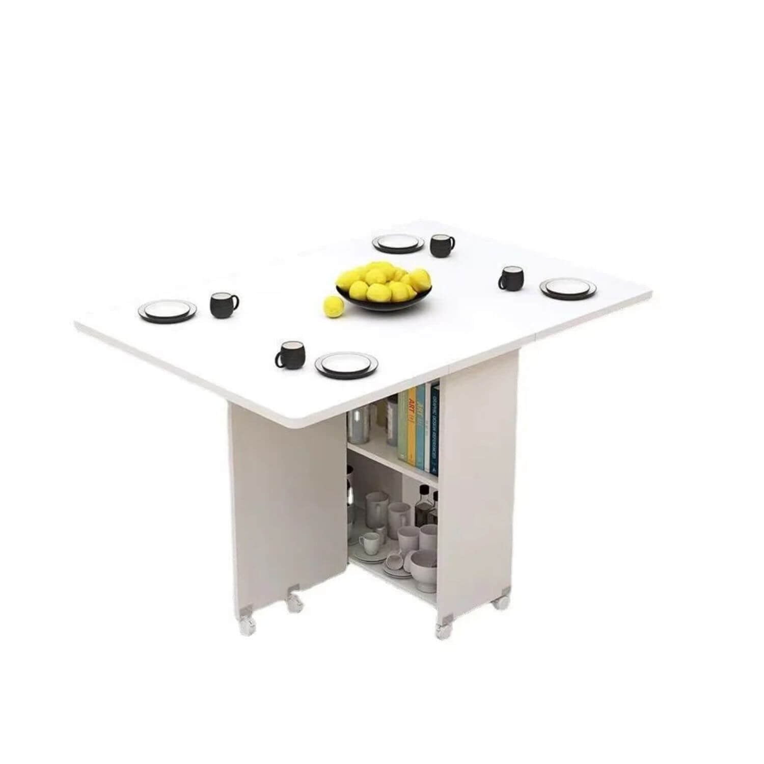 MESA COMEDOR IMPORTADORA USA PLEGABLE 140X80X77 CM BLANCO MADERA - 1