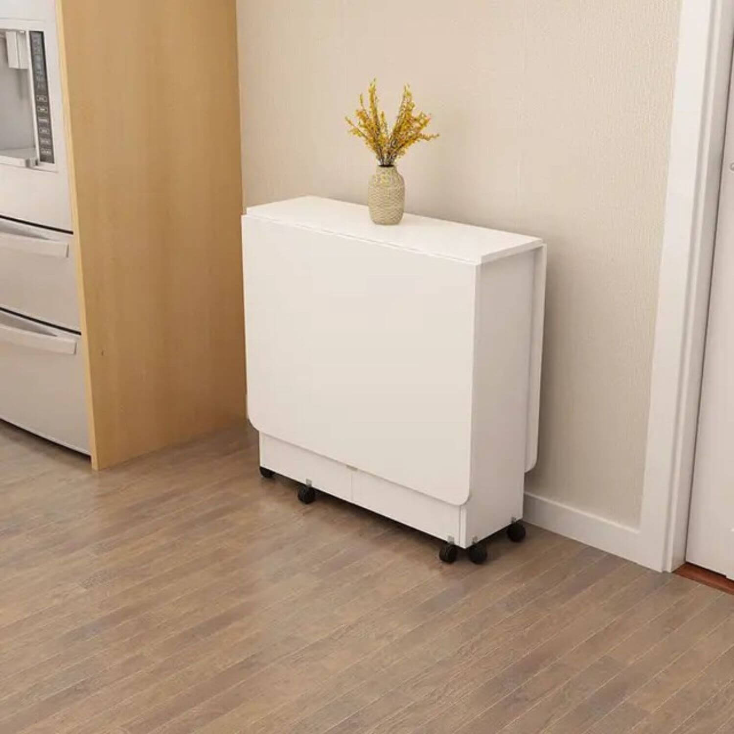 MESA COMEDOR IMPORTADORA USA PLEGABLE 140X80X77 CM BLANCO MADERA - 4