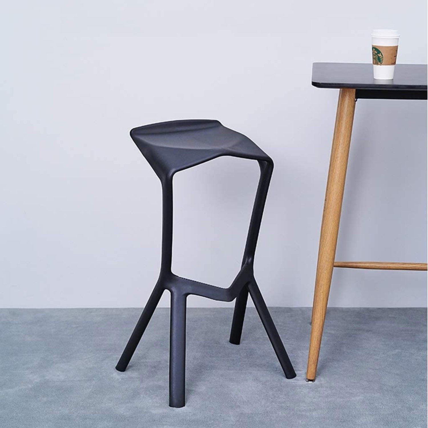 SILLA TABURETE IMPORTADORA USA 1 CUERPO NEGRO BAR APILABLE 51X42X81CM - 6