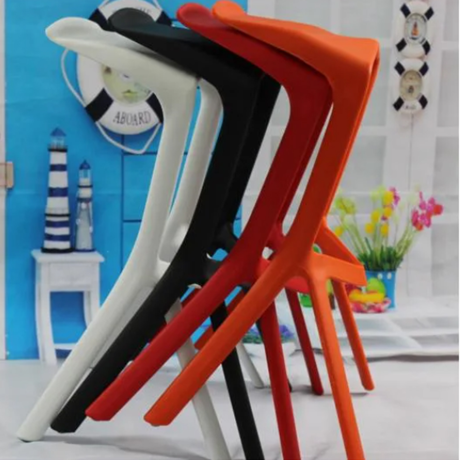 SILLA TABURETE IMPORTADORA USA 1 CUERPO NEGRO BAR APILABLE 51X42X81CM - 7