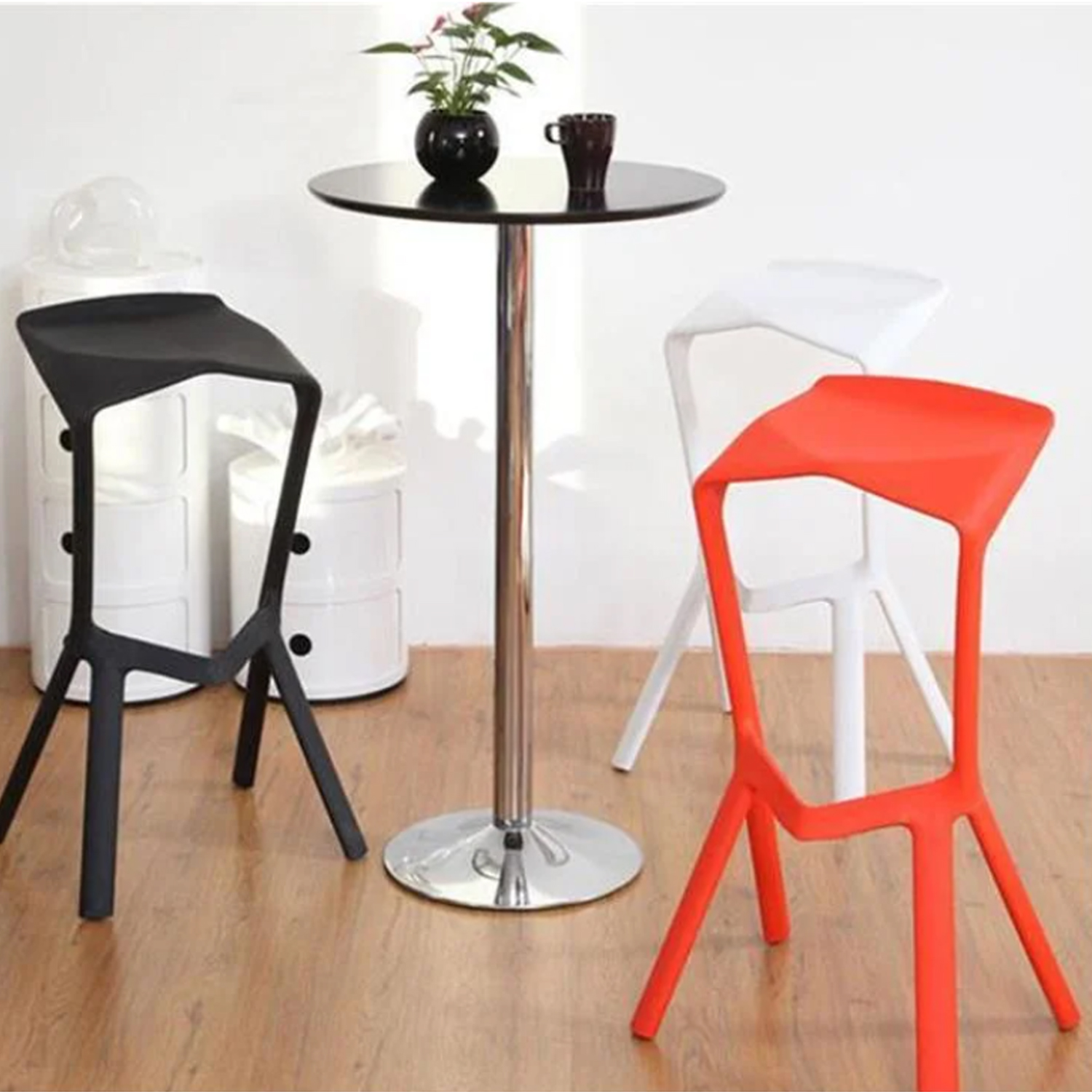 SILLA TABURETE IMPORTADORA USA 1 CUERPO NEGRO BAR APILABLE 51X42X81CM - 8