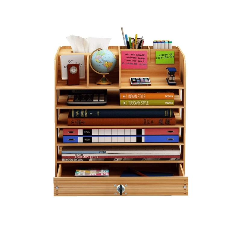 ORGANIZADOR DE ESCRITORIO MULTIUSO DE MADERA CAFE - 3