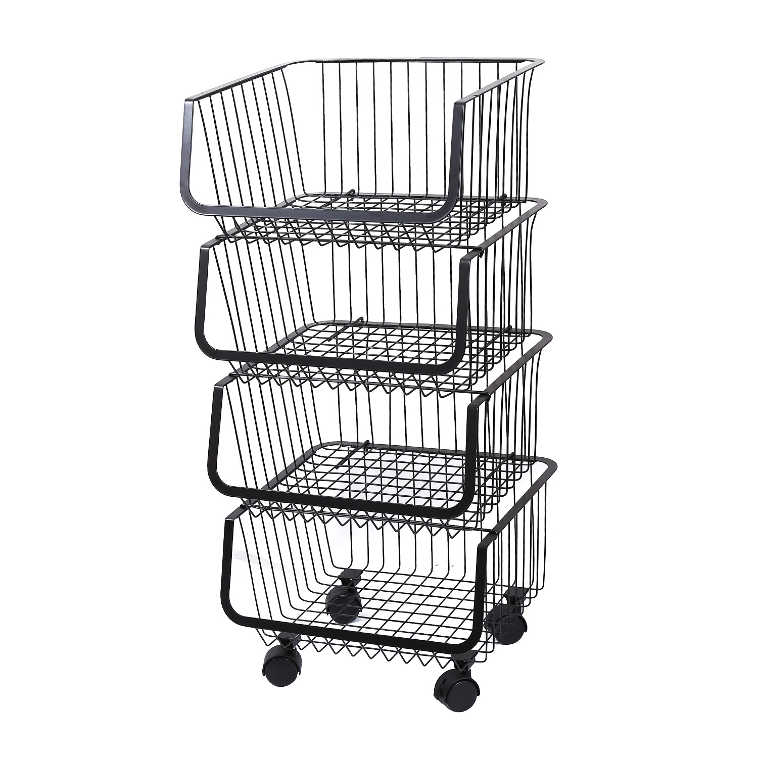 ORGANIZADOR MULTIUSOS CON RUEDAS DE 4 CANASTOS NEGRO - 1