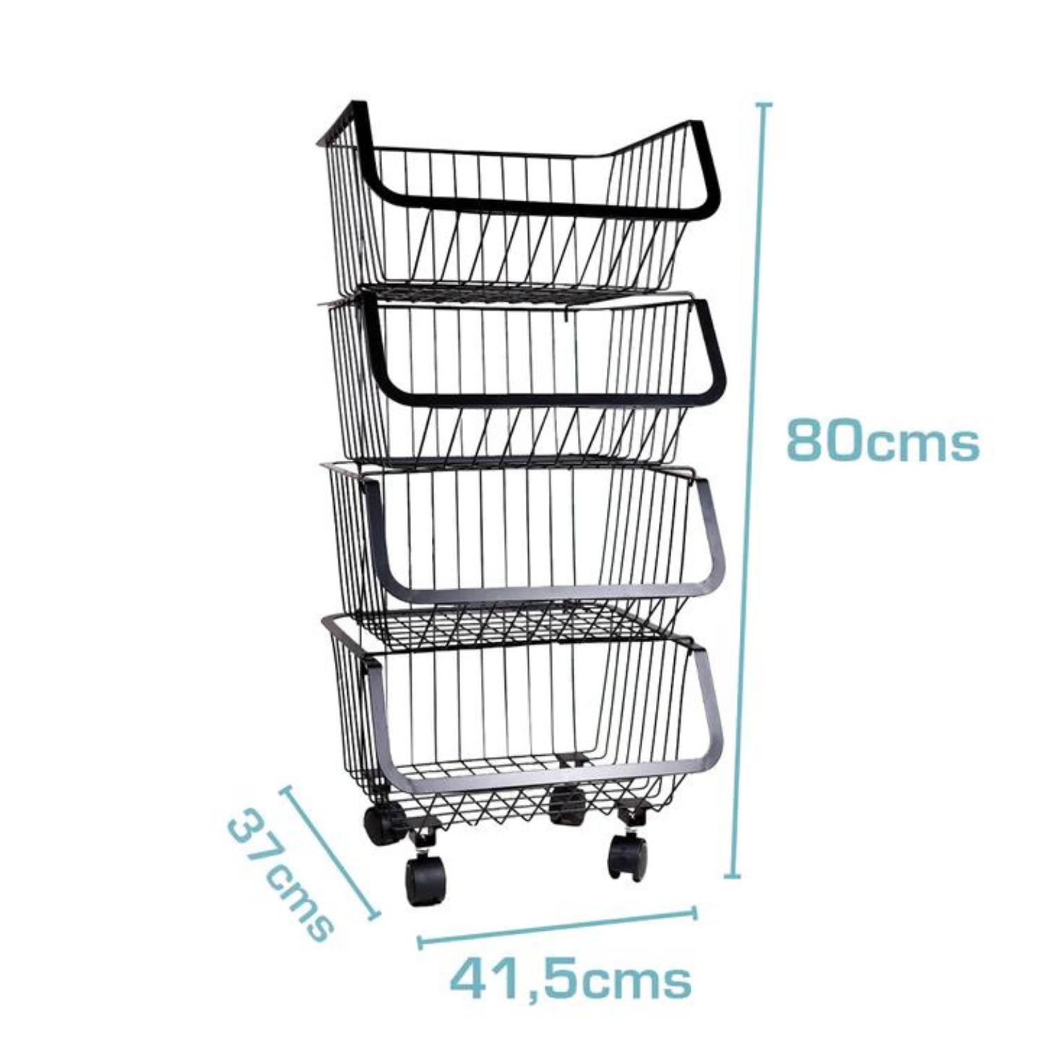 ORGANIZADOR MULTIUSOS CON RUEDAS DE 4 CANASTOS NEGRO - 2