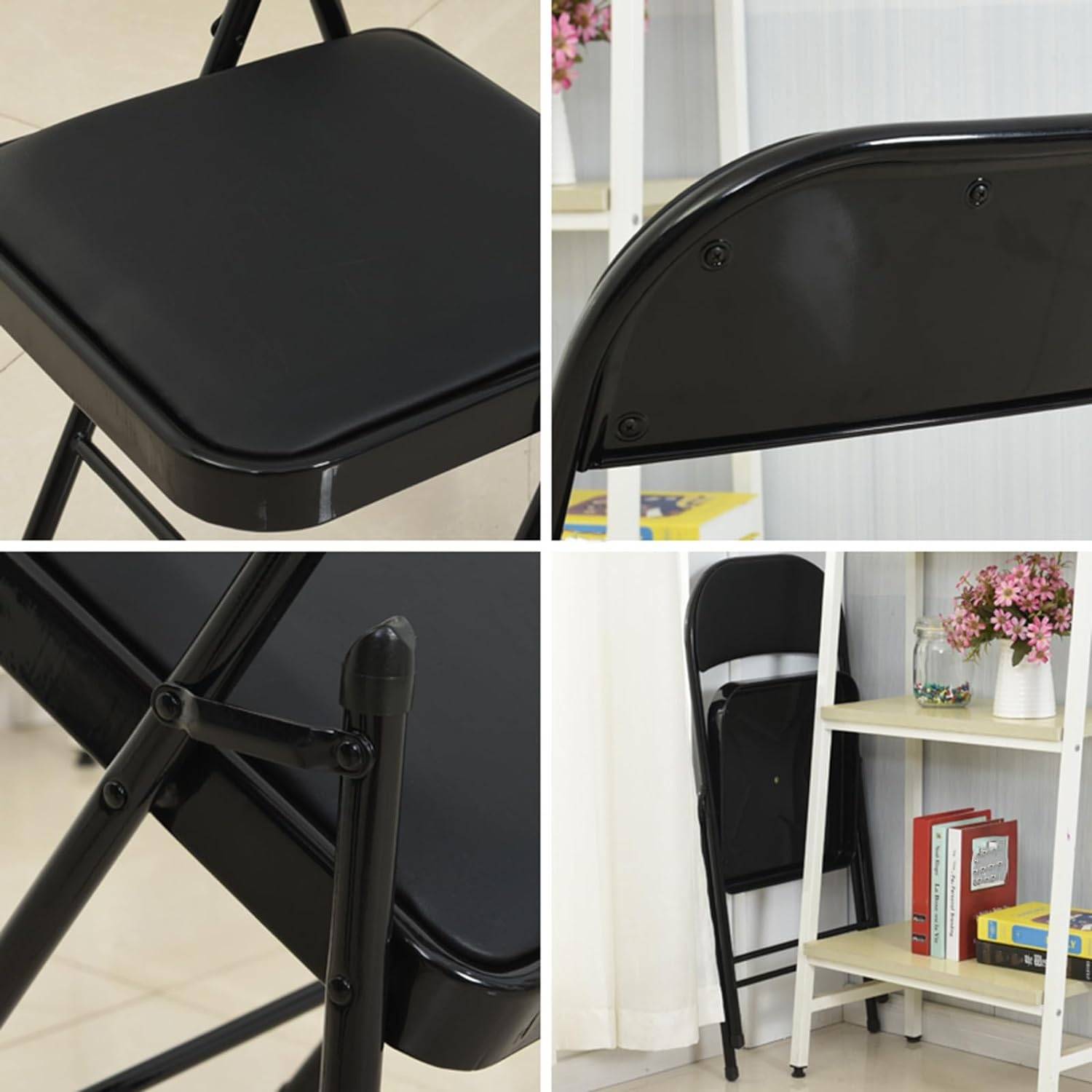 SILLA PLEGABLE CON ACOLCHADO NEGRO - 5