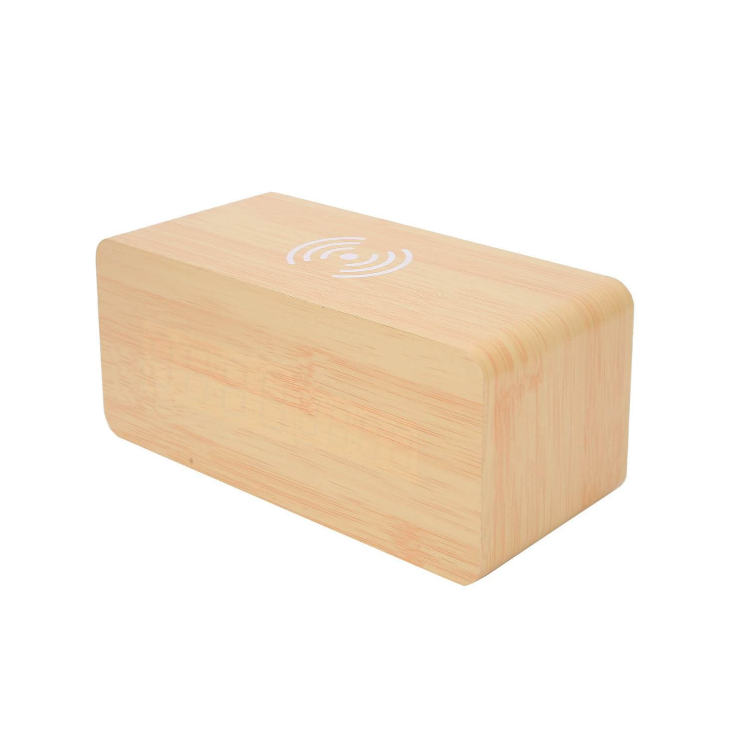 RELOJ DIGITAL DE MADERA CON CARGA INALÁMBRICA PARA TELÉFONOS - 4