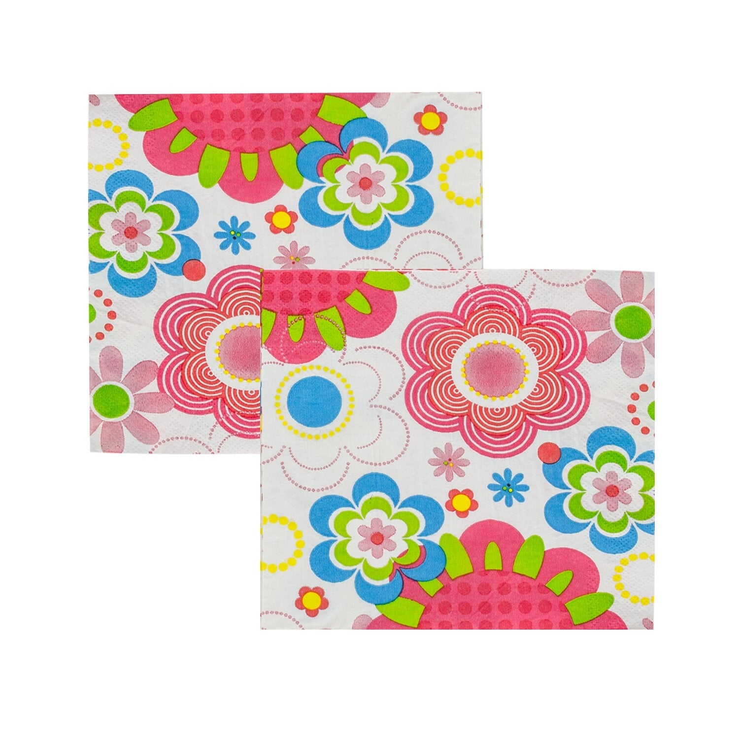 PACK 4 PAQUETES DE SERVILLETA DISEÑO FLORES PRIMAVERA - 1