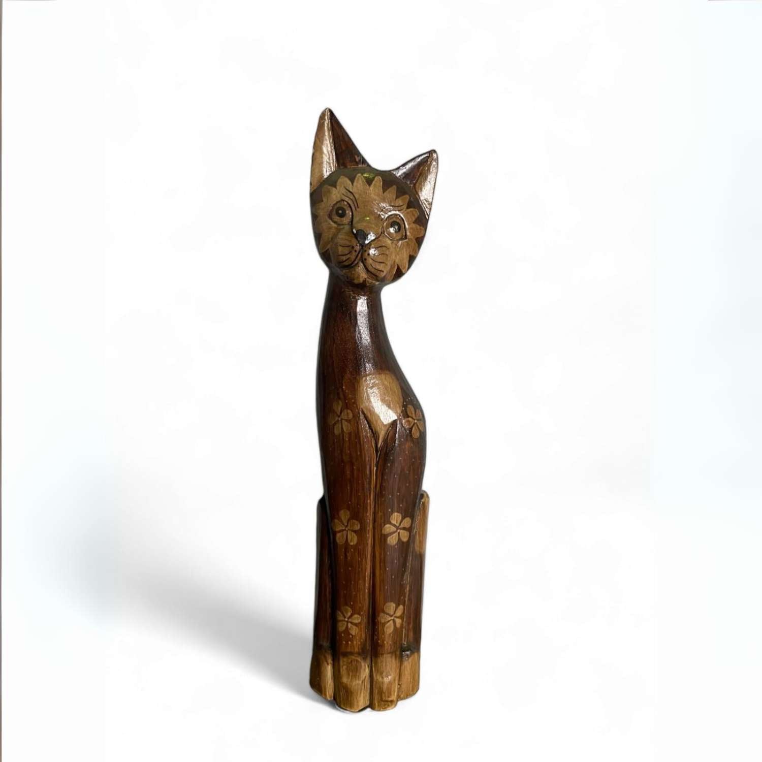 GATO MADERA ARTESANAL 60 CM CAFE OSCURO - 1