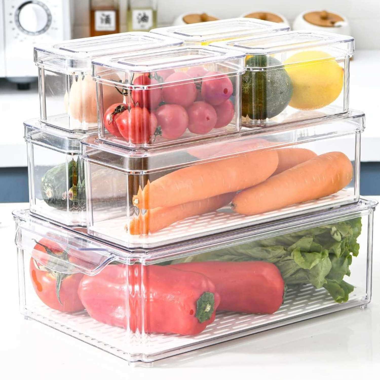 SET 7 CONTENEDORES ORGANIZADORES PARA REFRIGERADOR Y COCINA - 7