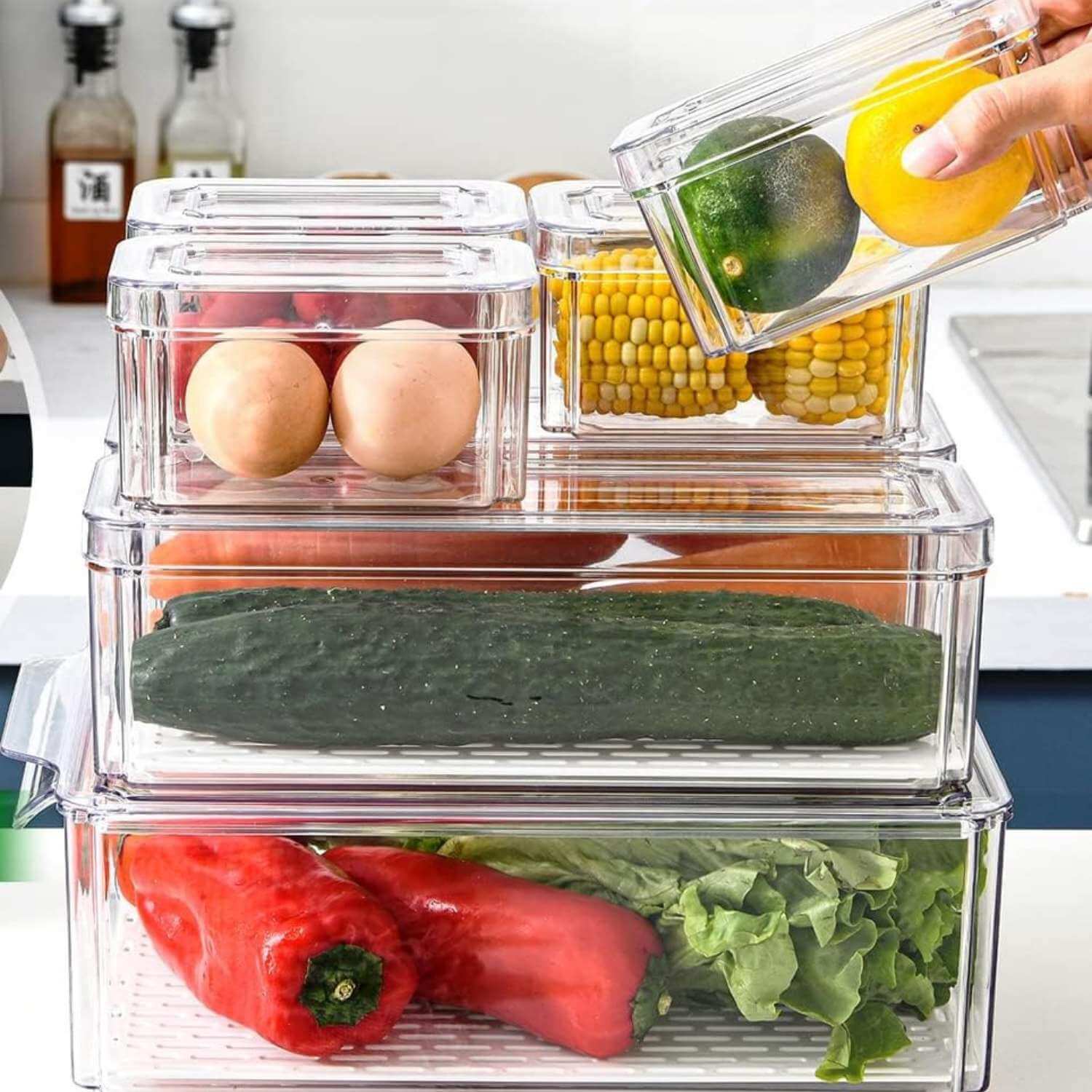 SET 7 CONTENEDORES ORGANIZADORES PARA REFRIGERADOR Y COCINA - 8