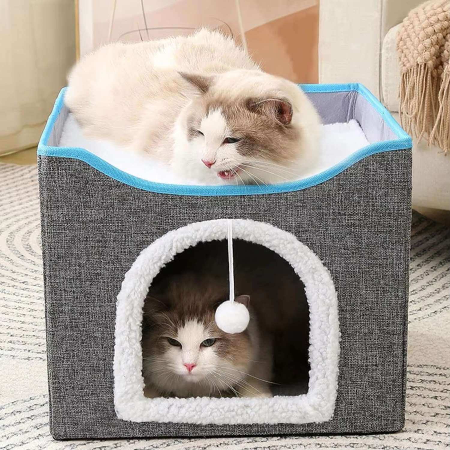 CAMA PERROS GATOS IMPORTADORA USA CASA CON RASCADOR - 5