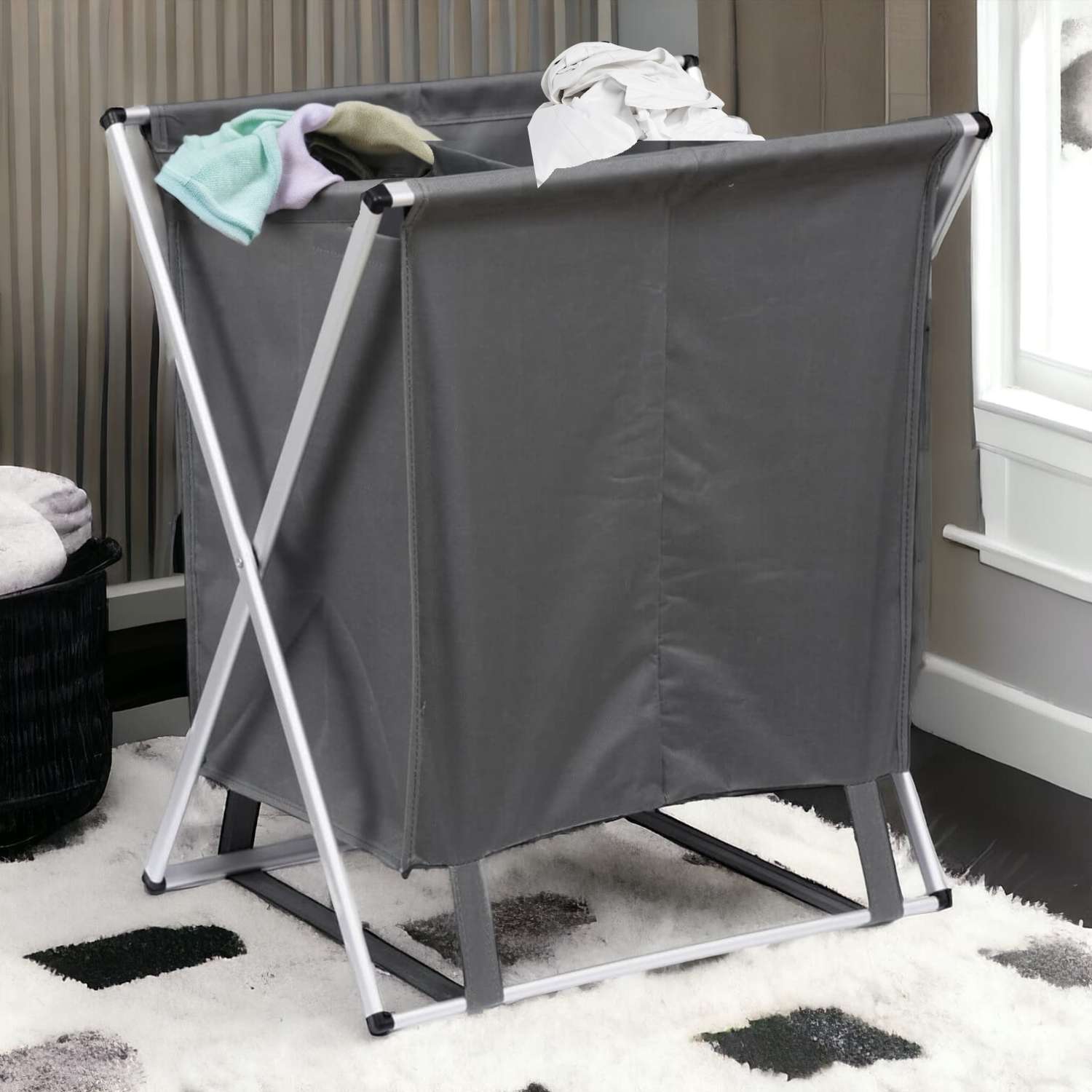 CESTA DOBLE ROPA SUCIA PARA LAVANDERIA - 3