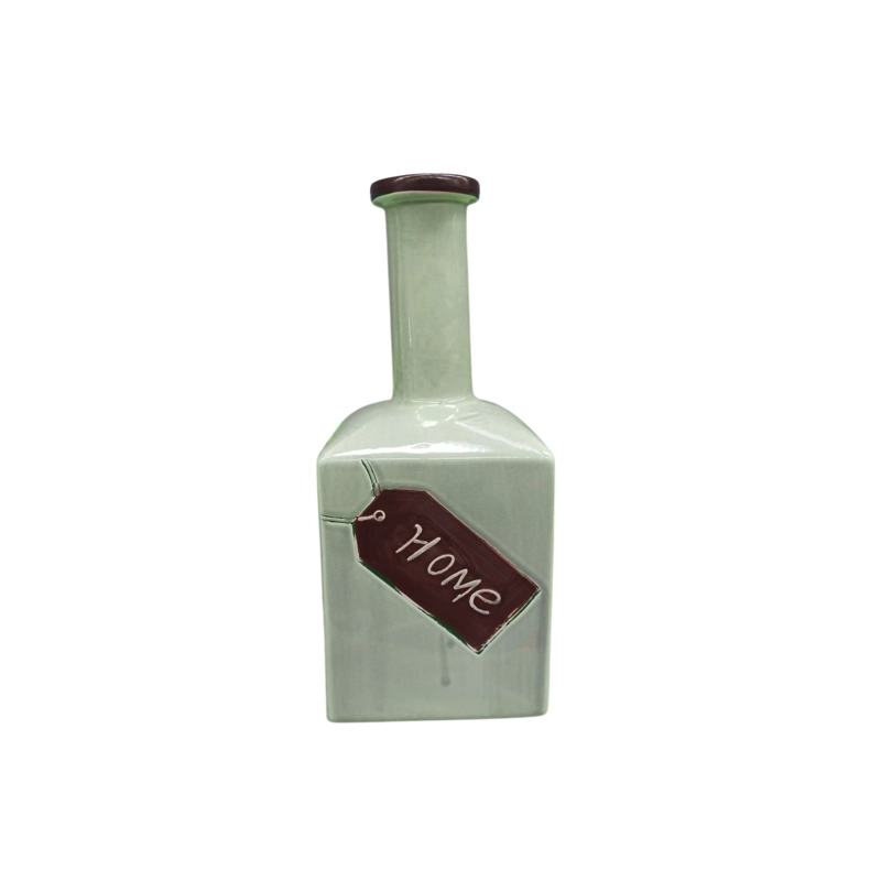 BOTELLA DECORATIVA DE CERAMICA VERDE MENTA 31 CM - 1