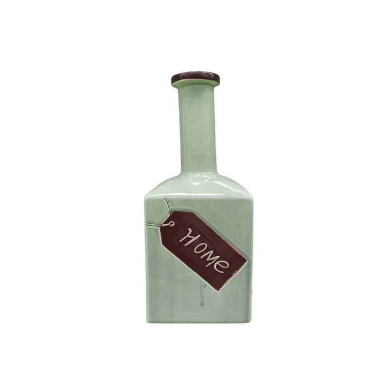 BOTELLA DECORATIVA DE CERAMICA VERDE MENTA 31 CM - 2