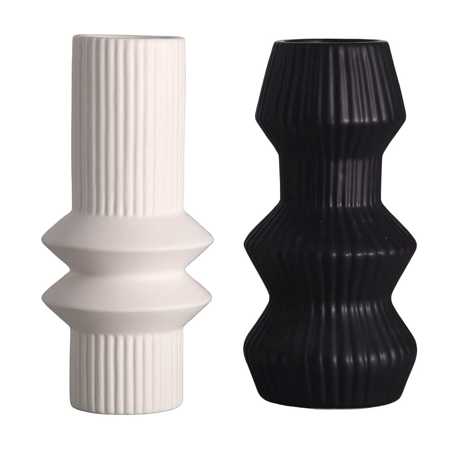 SET 2 JARRONES DE CERAMICA DISEÑO LINEAS - 1
