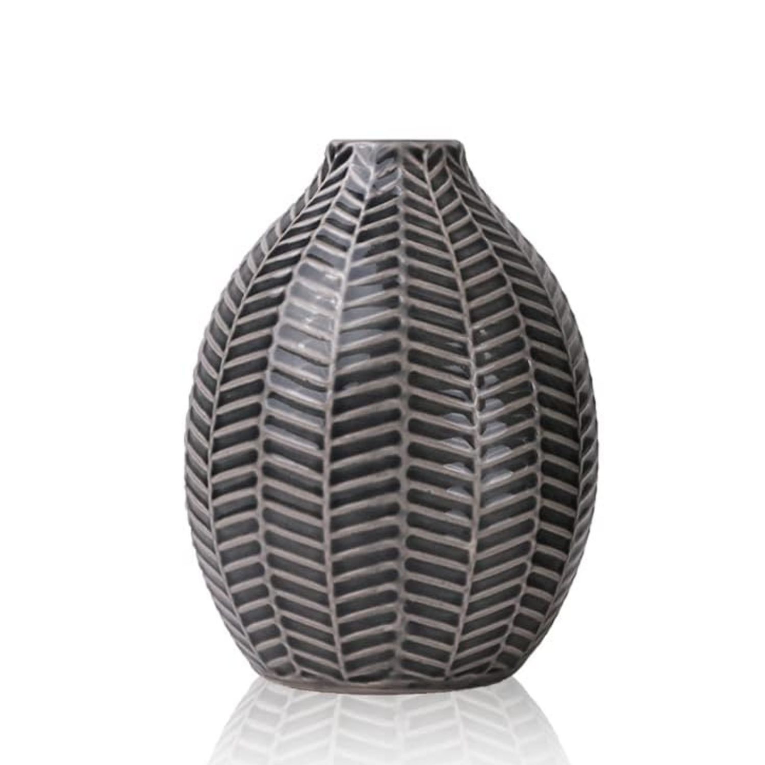 SET 2 JARRONES DISEÑO HOJAS GRIS - 3