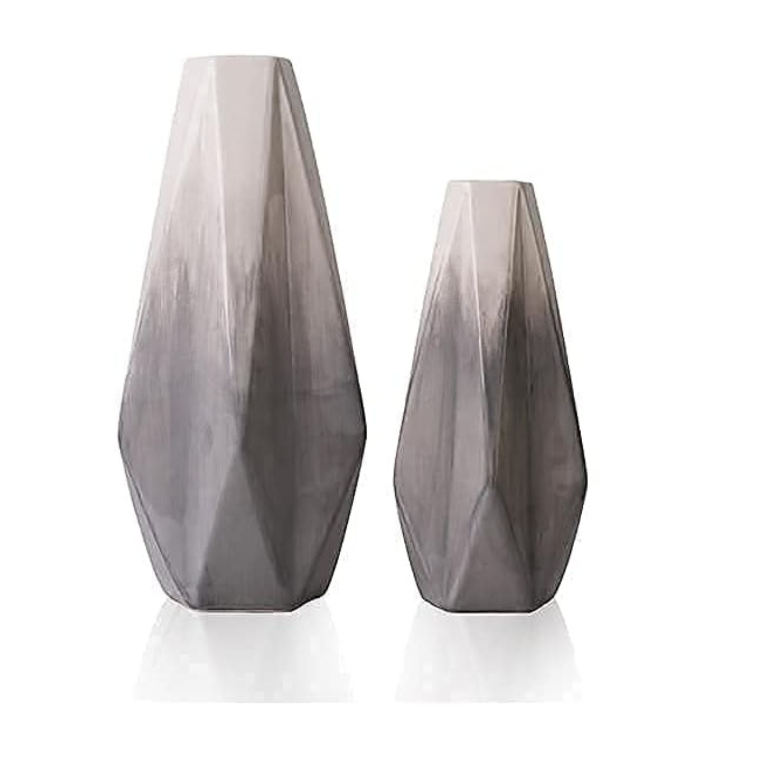 SET 2 JARRONES GEOME TRICOS DE CERAMICA GRIS - 1