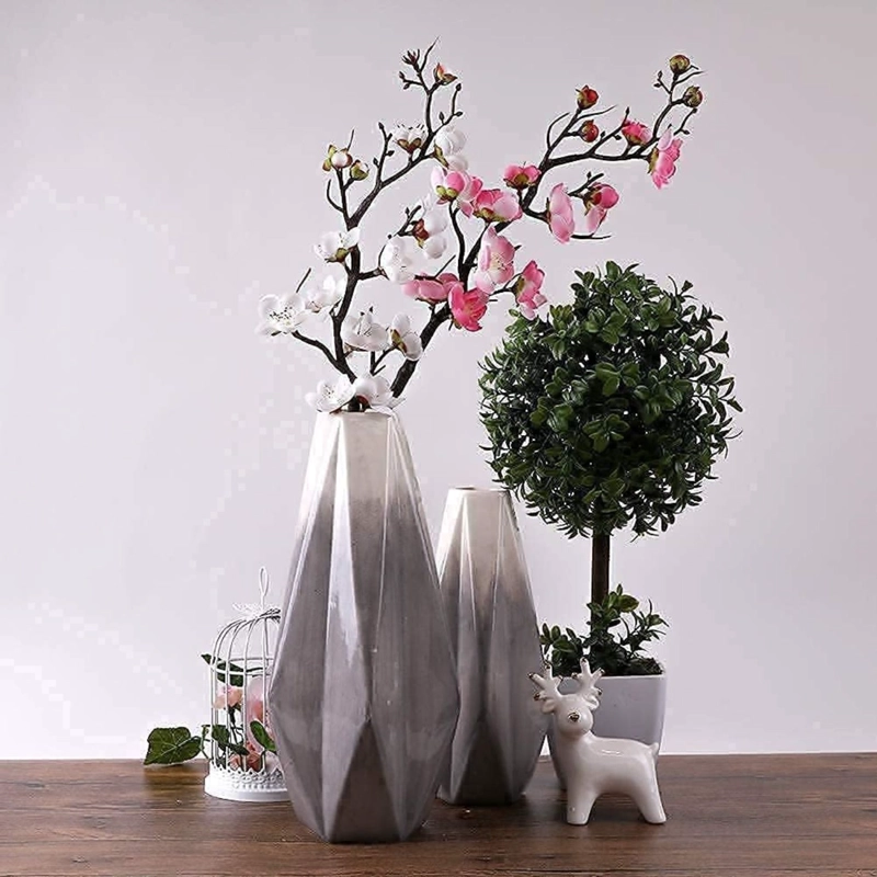 SET 2 JARRONES GEOME TRICOS DE CERAMICA GRIS - 5