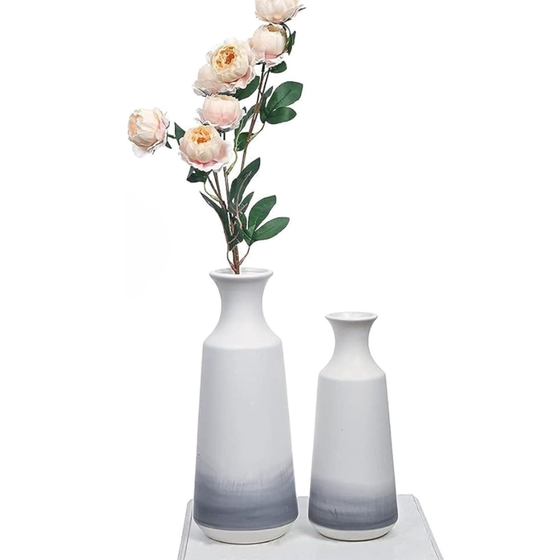 SET 2 JARRONES DE CERAMICA DEGRADADA GRIS - 2
