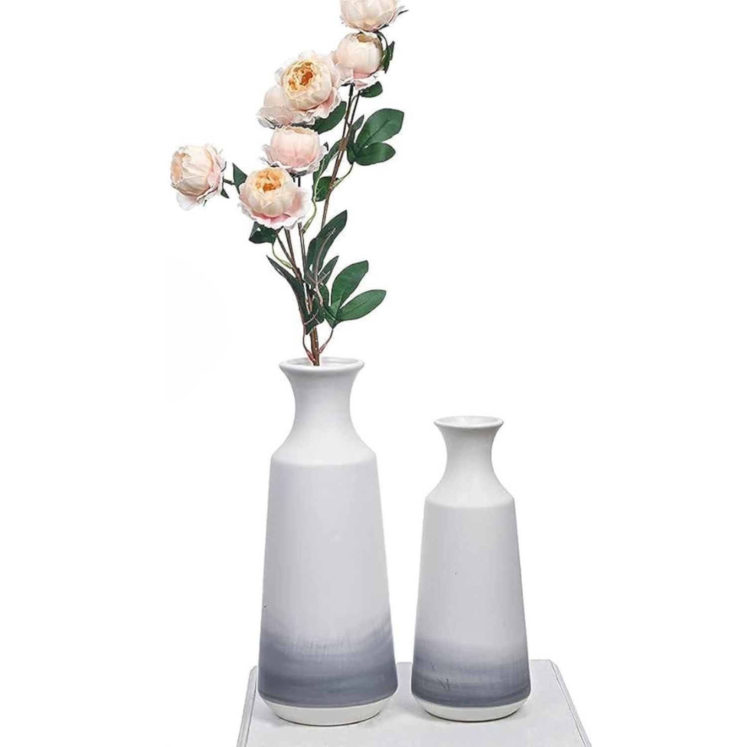 SET 2 JARRONES DE CERAMICA DEGRADADA GRIS - 2