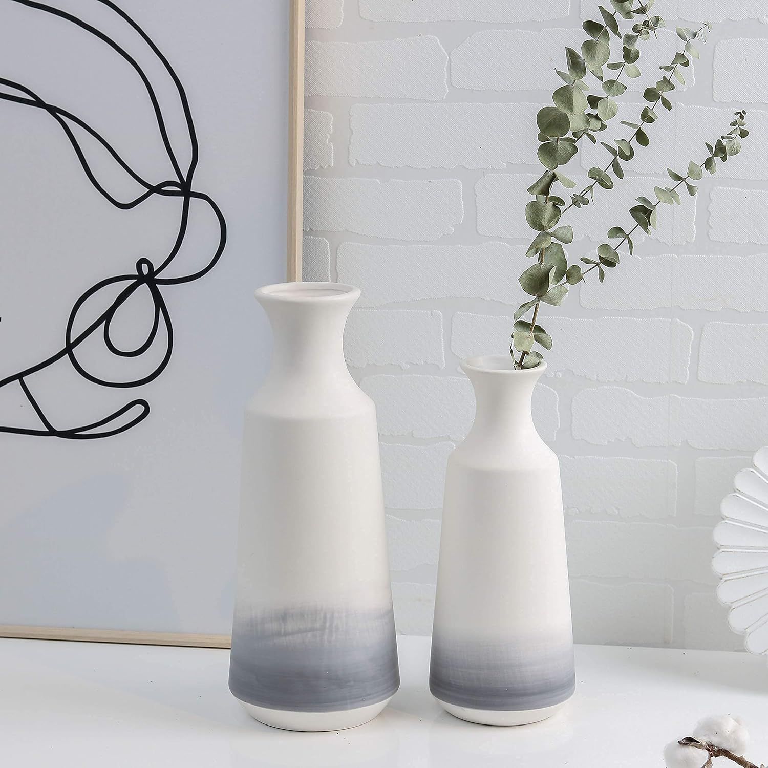SET 2 JARRONES DE CERAMICA DEGRADADA GRIS - 5