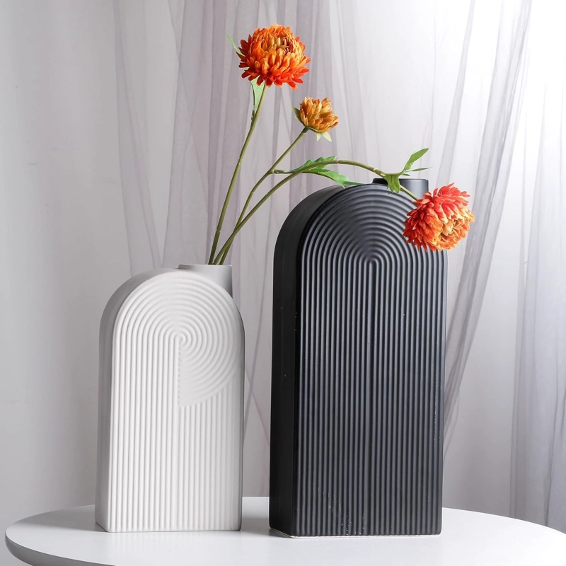 SET 2 JARRONES DE CERAMICA GEOME TRICOS - 4