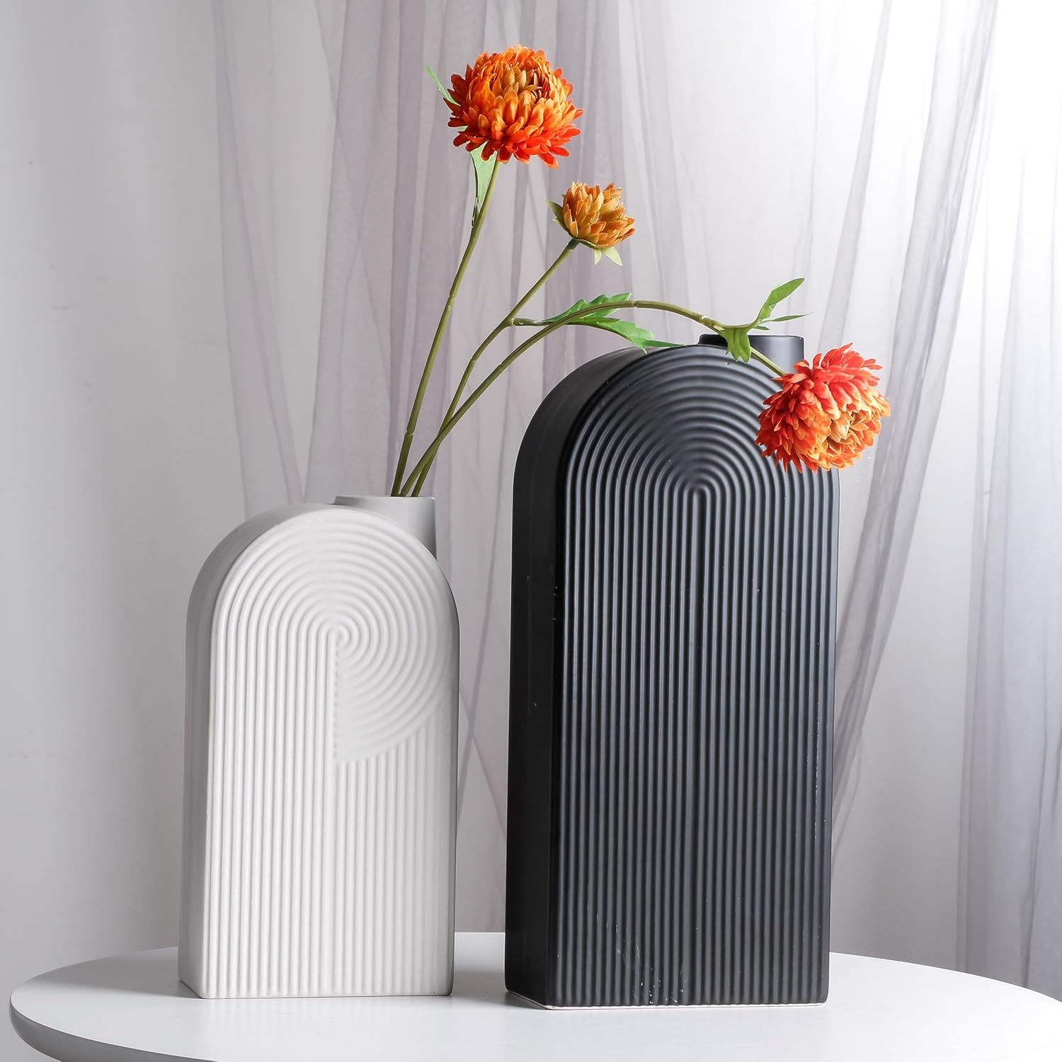 SET 2 JARRONES DE CERAMICA GEOME TRICOS - 4
