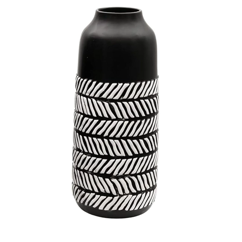 SET 2 JARRONES DE CERÁMICA DISEÑO ESPIGA NEGRO - 2