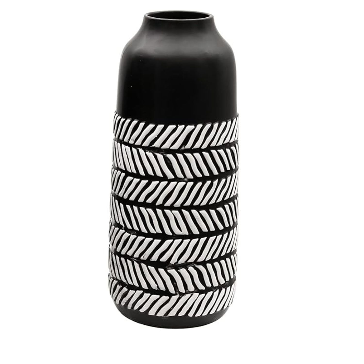 SET 2 JARRONES DE CERÁMICA DISEÑO ESPIGA NEGRO - 2