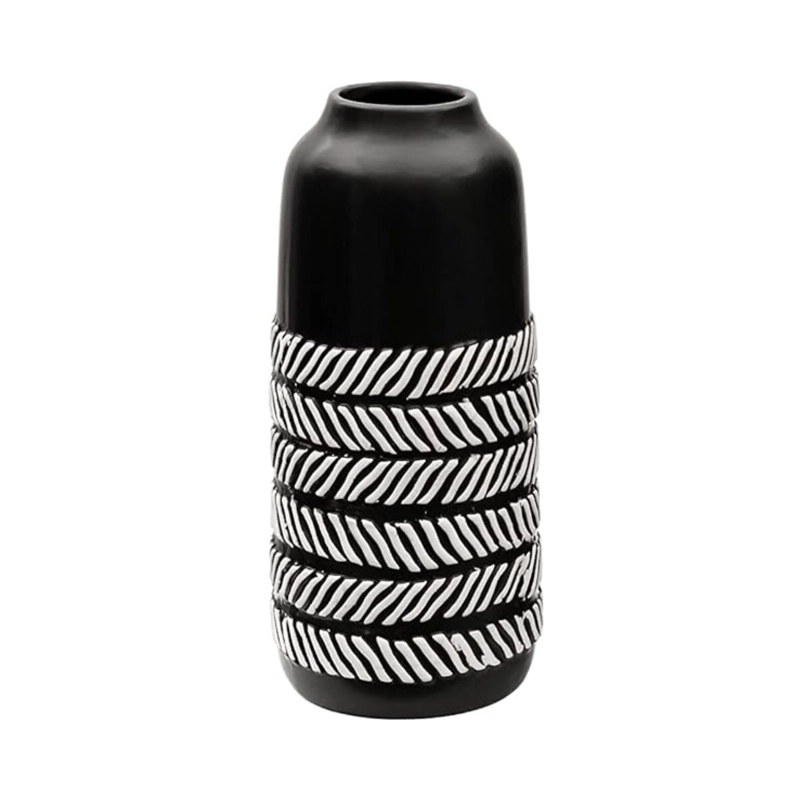 SET 2 JARRONES DE CERÁMICA DISEÑO ESPIGA NEGRO - 3
