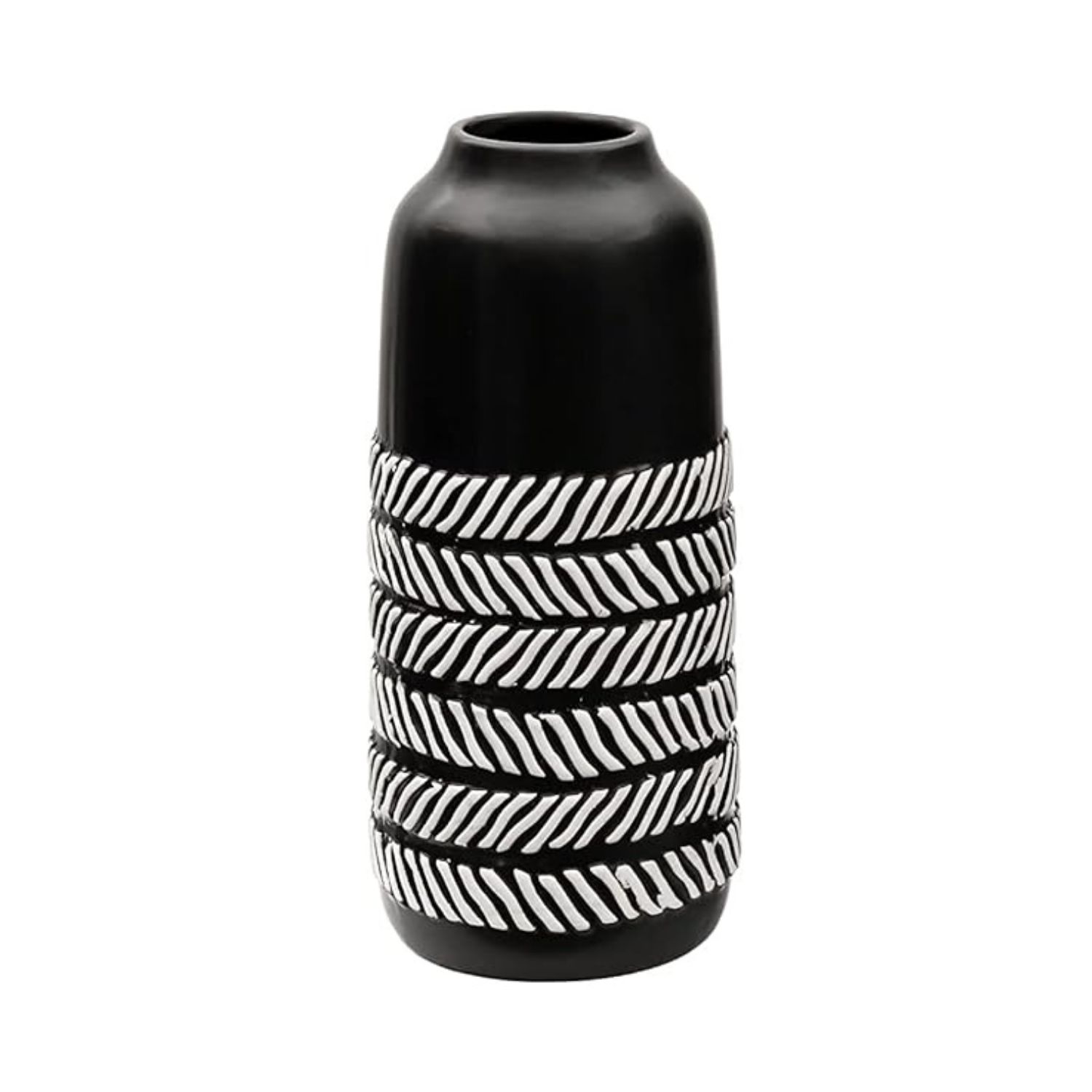SET 2 JARRONES DE CERÁMICA DISEÑO ESPIGA NEGRO - 3
