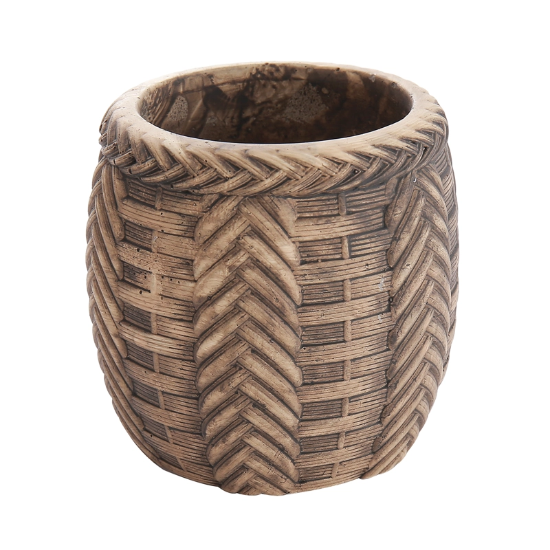 MACETA TRENZADA DE CEMENTO CAFE  13 CM - 1