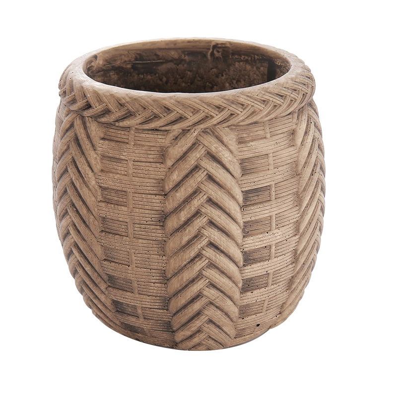 MACETA TRENZADA DE CEMENTO CAFE  11 CM - 1