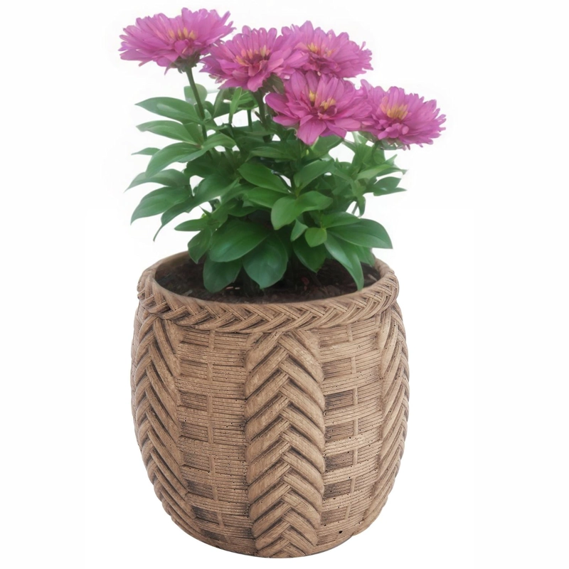 MACETA TRENZADA DE CEMENTO CAFE  11 CM - 2